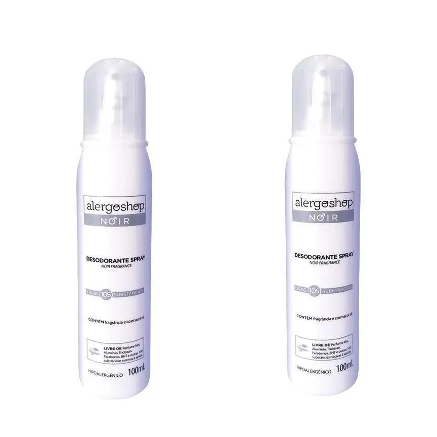 Kit Desodorante Sem Alumínio Spray Alergoshop Noir Masculino Hipoalergênico Sem Álcool 80ml 2 unidades