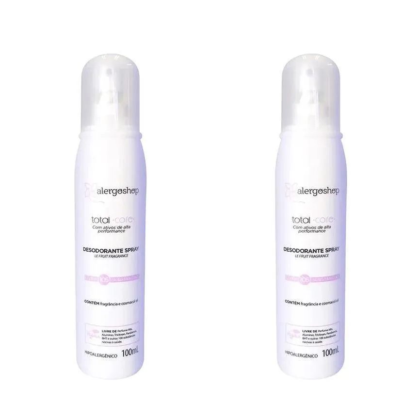 Kit Desodorante Sem Alumínio Spray Alergoshop Total Care Le Fruit Fragance Hipoalergênico Sem Álcool 80ml 2 unidades