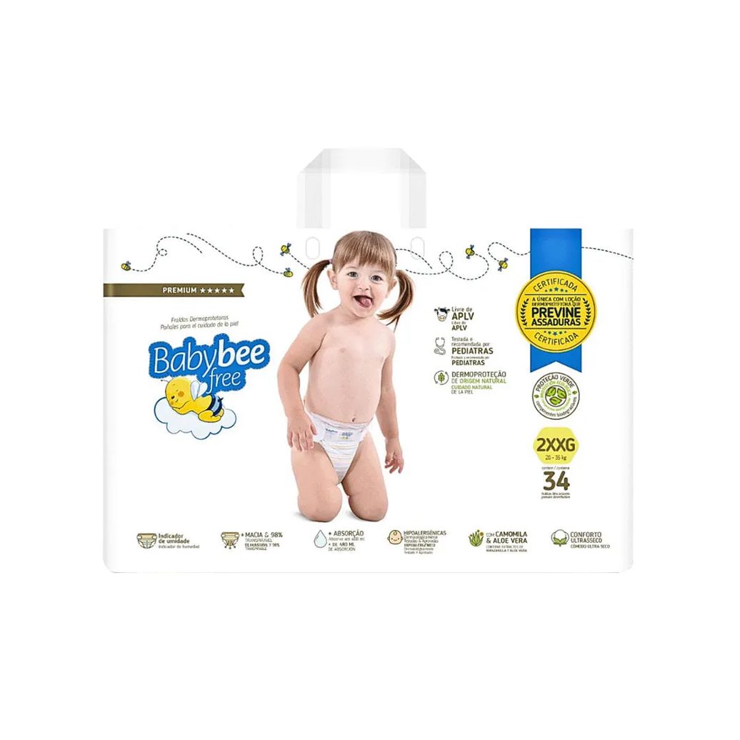 Fralda Baby Bee Free Com 34 Tamanho.2xxg Dermoprotetora