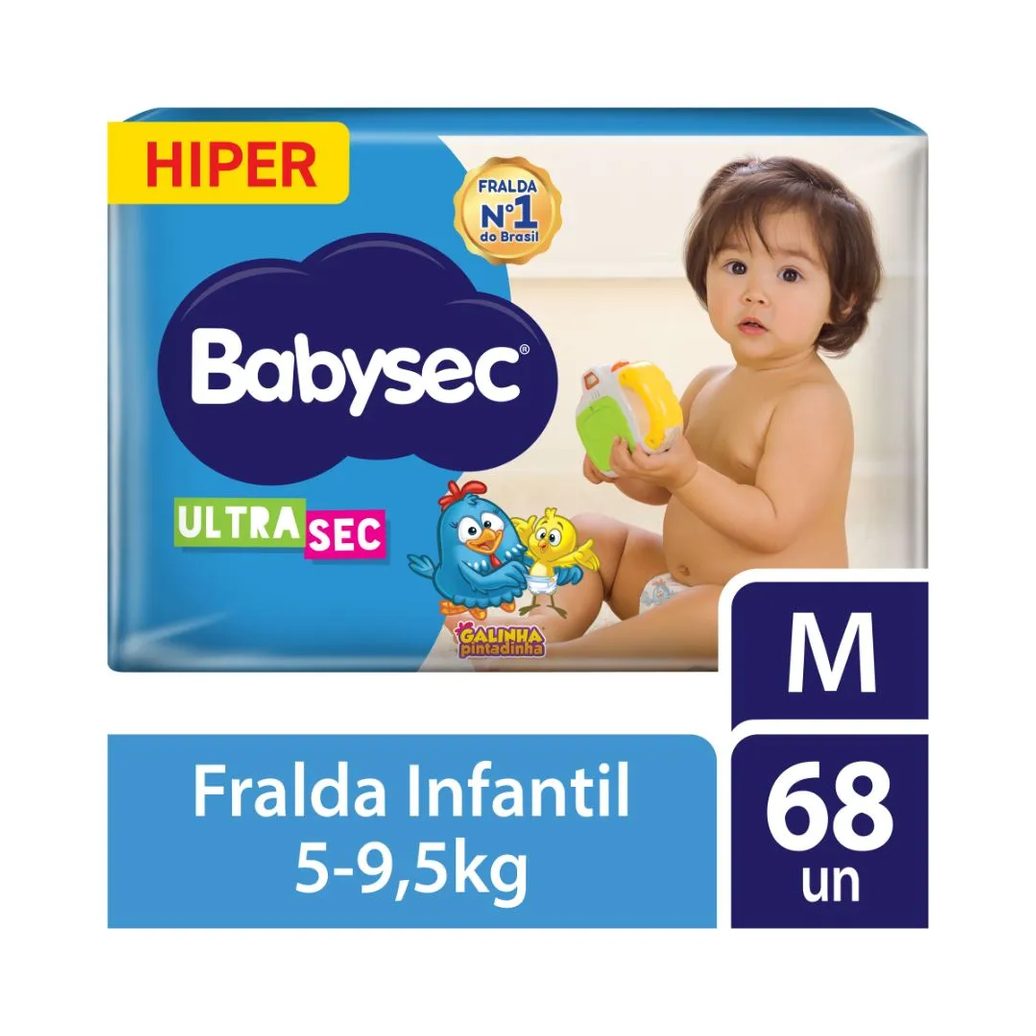 Fralda Babysec Ultrasec Galinha Pintadinha Hiper M 68 Unidades