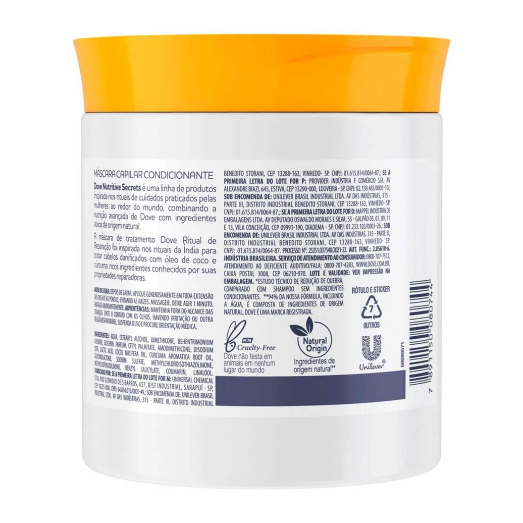 Máscara de Tratamento Dove Ritual de Reparação 500g