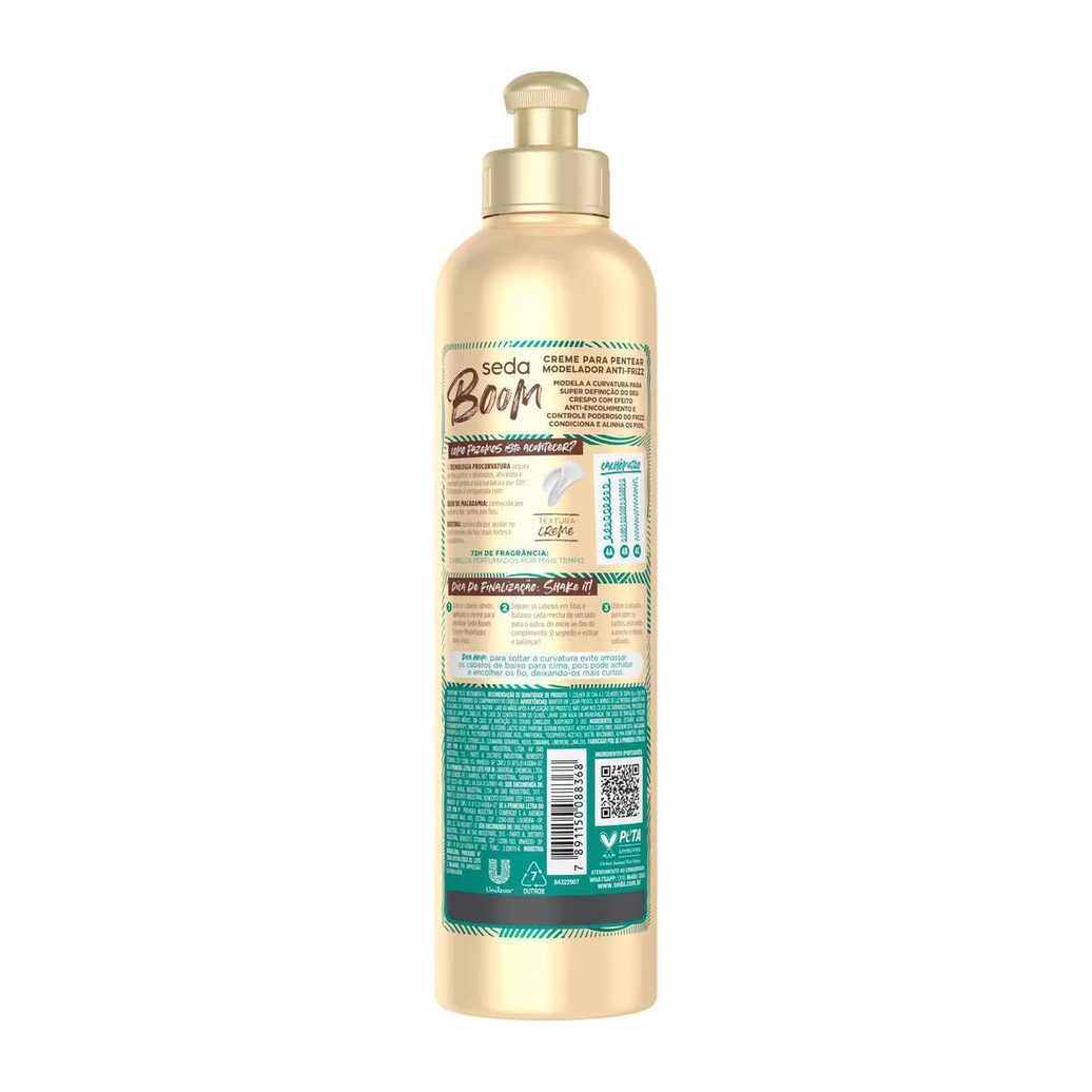 Creme de Pentear Cabelo Cacheado Seda Boom Pro Curvatura Antifrizz 350ml