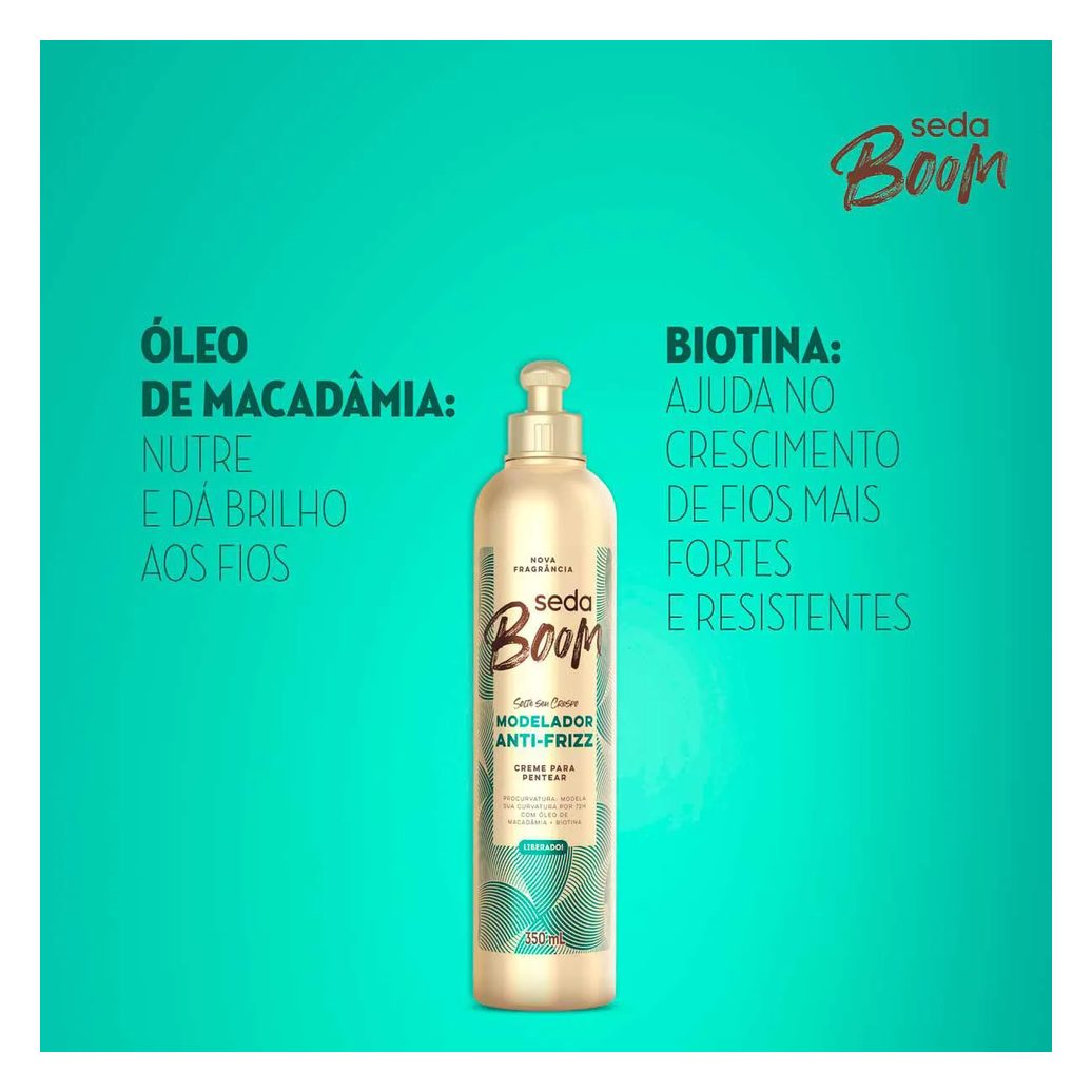 Creme de Pentear Cabelo Cacheado Seda Boom Pro Curvatura Antifrizz 350ml
