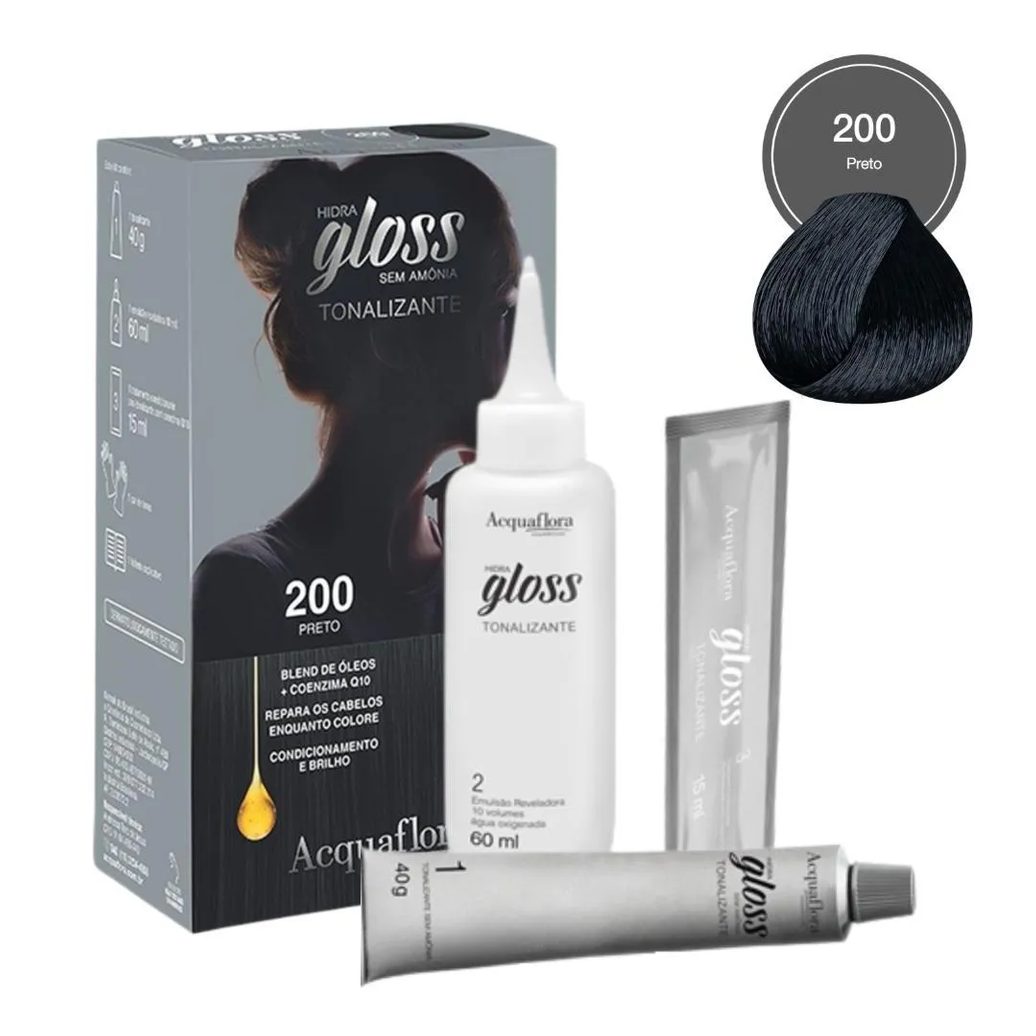 Tonalizante Acquaflora Hidra Gloss 200 Preto