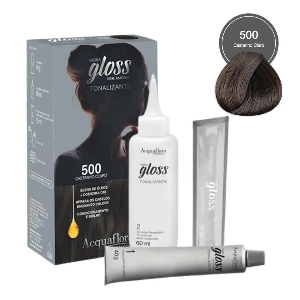 Tonalizante Acquaflora Hidra Gloss 500 Castanho Claro