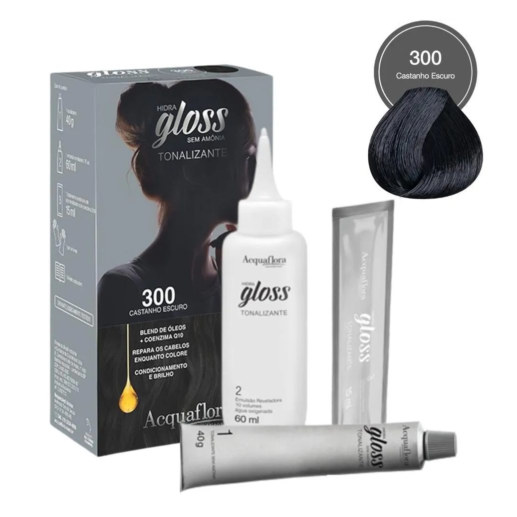 Tonalizante Acquaflora Hidra Gloss 300 Castanho Escuro