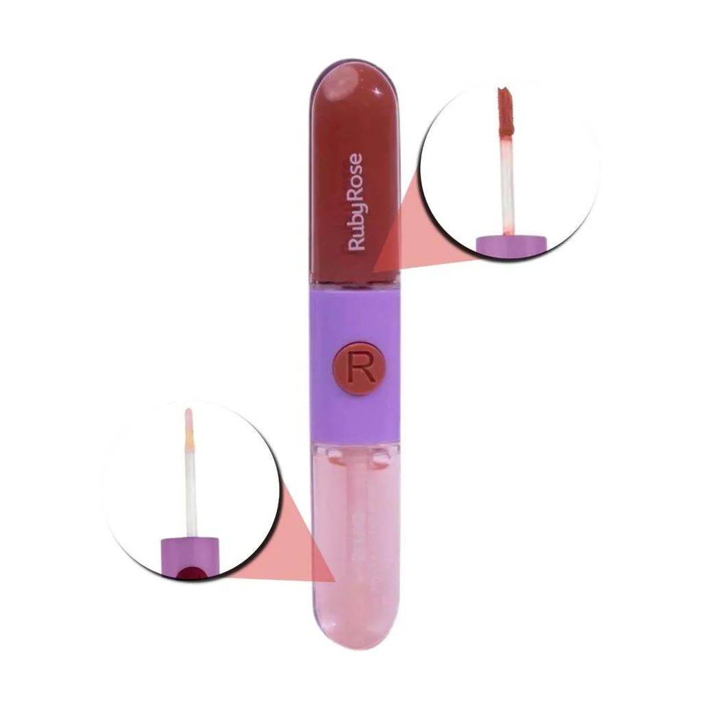 Gloss + Batom Líquido Duo Ruby Rose Ld02 9,6g