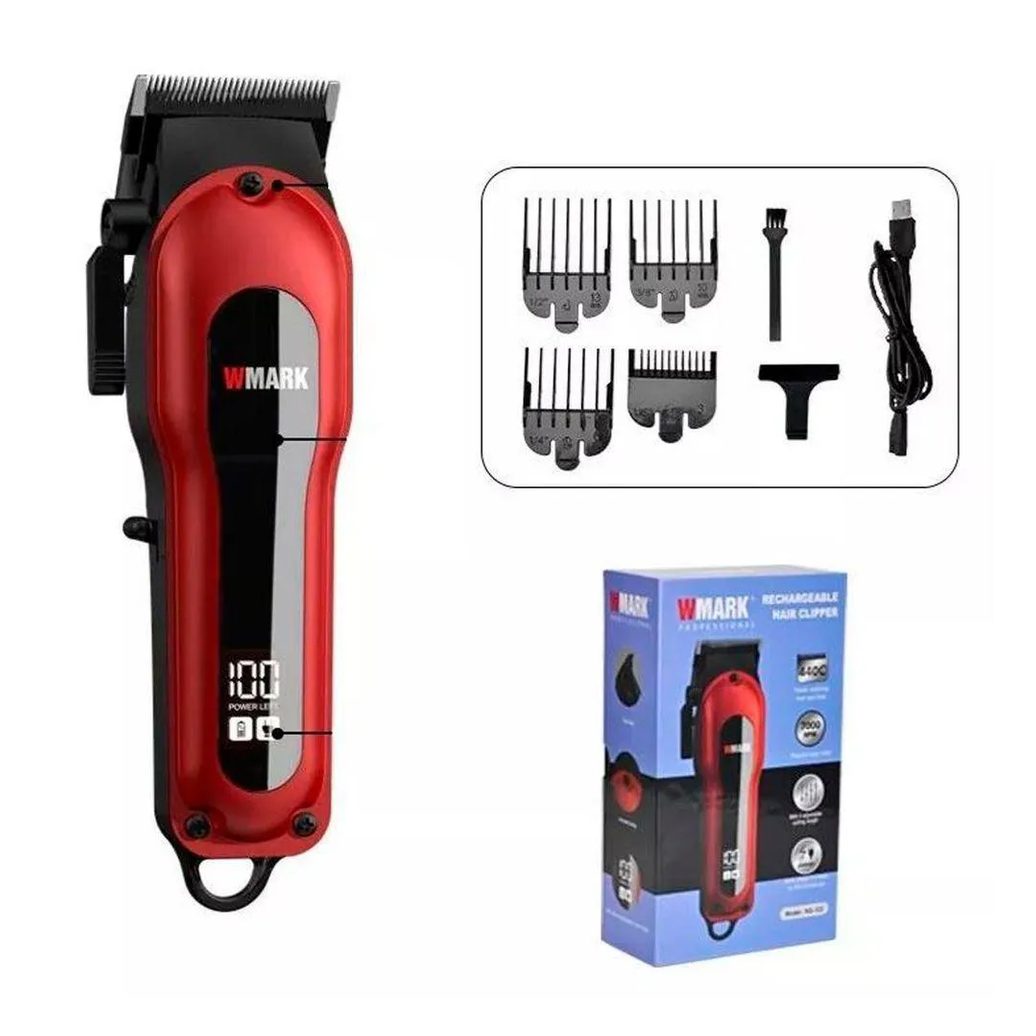 Máquina de Cortar Cabelo Wmark Ng-122 Vermelha Bivolt