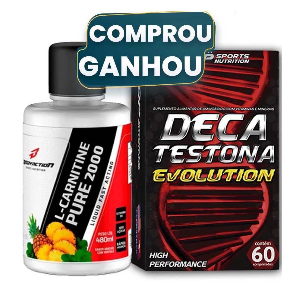 L-carnitina 2000 Liquida Pura 480ml + Deca Testona Evolution Abacaxi com Hortelã