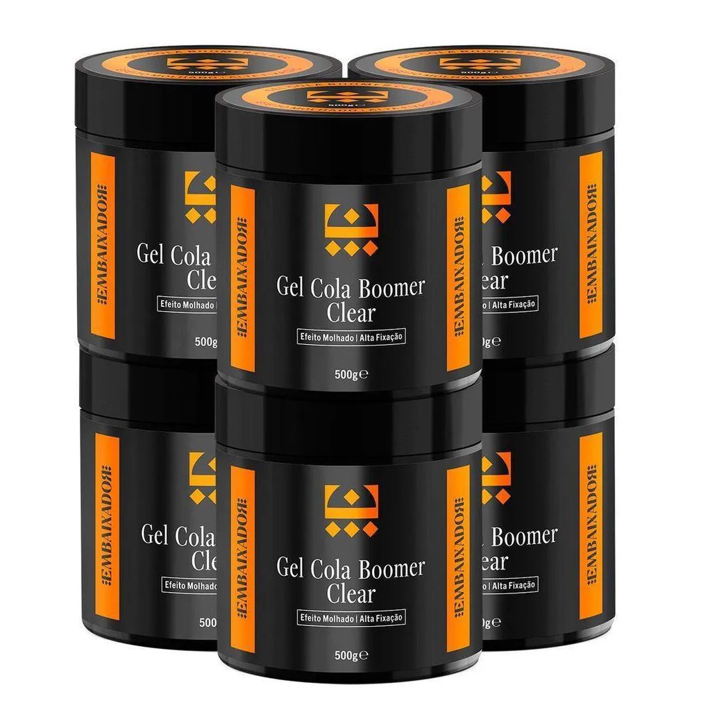Kit 06 Gel Cola Boomer Clear Embaixador 500g