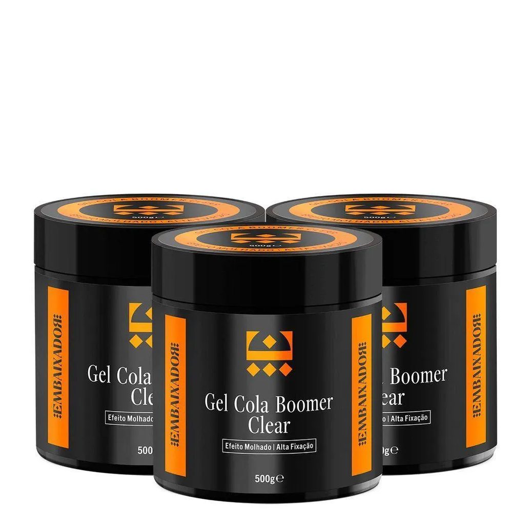 Kit 06 Gel Cola Boomer Clear Embaixador 500g