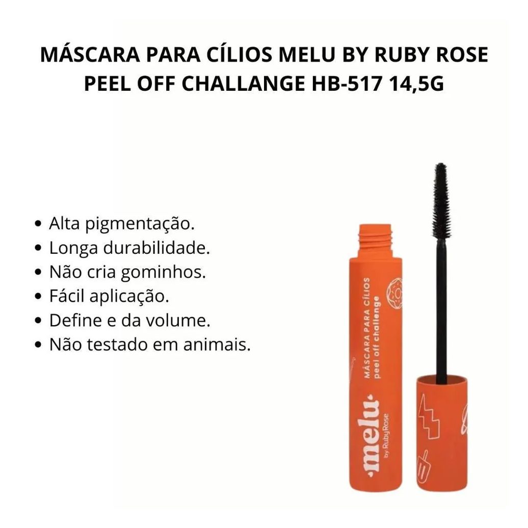 Máscara para Cílios Melu By Ruby Rose Peel Off Challange Hb-517 14,5g