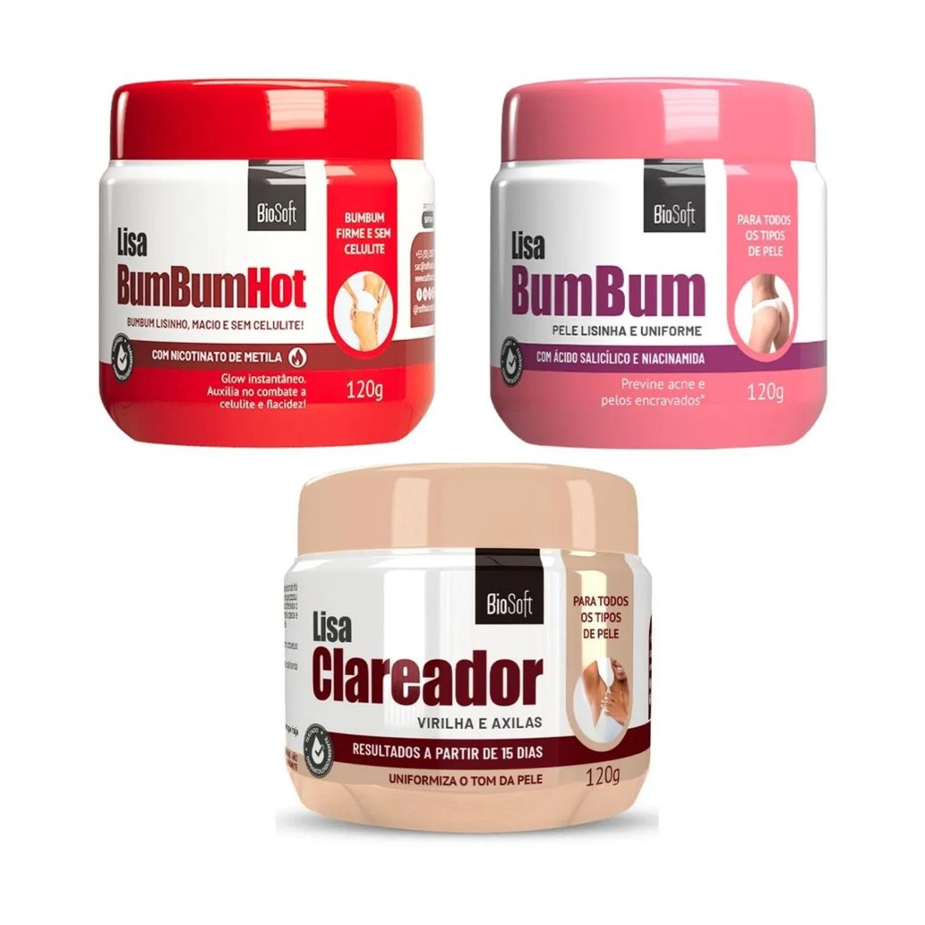 Kit Creme para o Bumbum Celulite Espinha e Clareador Mancha