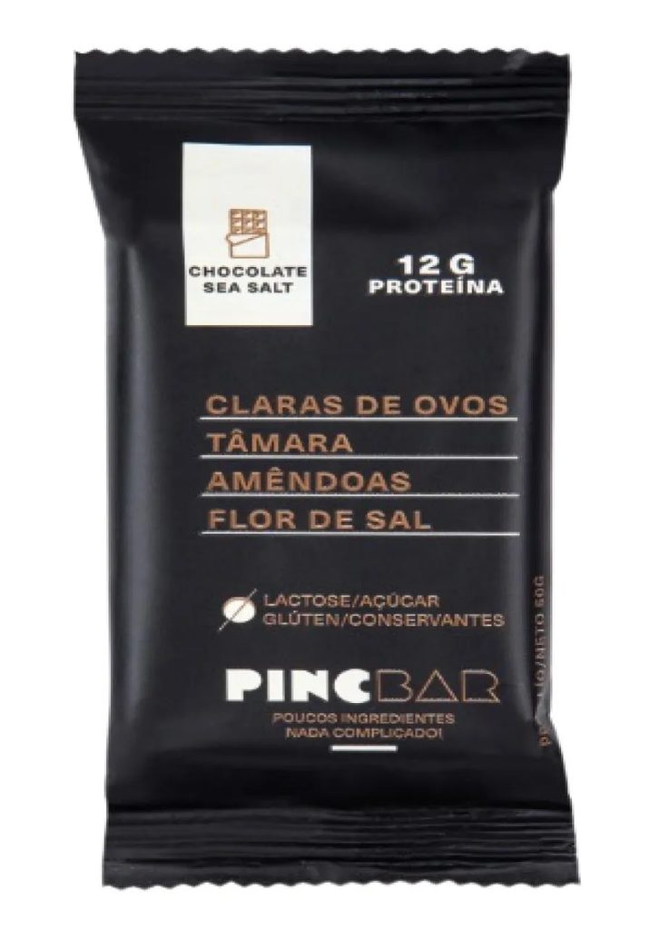 Kit 3x: Barra de Proteína Chocolate Sea Salt Sem Açúcar Pincbar 50g