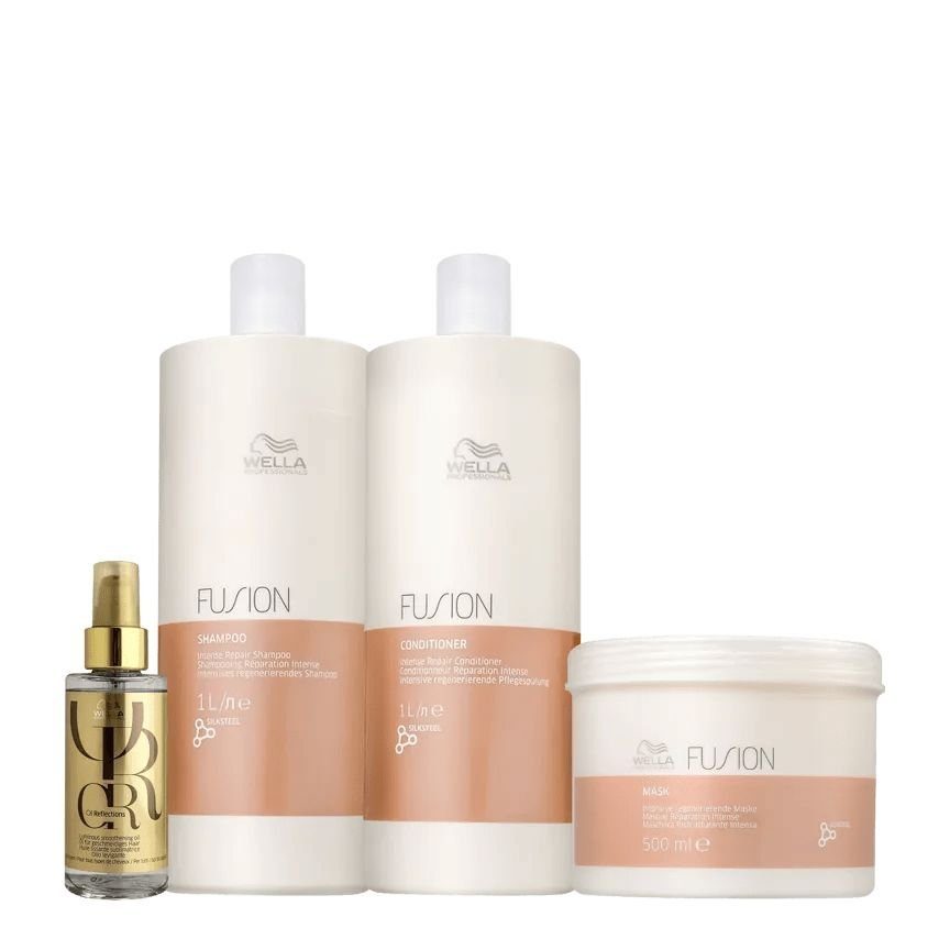 Kit Wella Professionals Fusion Trio Salon Care + Oil Reflections (4 Produtos)