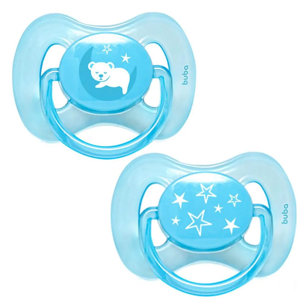 Kit 2 Chupetas Comfort Tamanho 1 Ursinho/estrela Azul - Buba