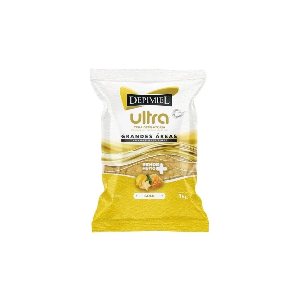 Cera Quente Depilatória em Pérolas Depimiel Ultra Gold Mel 1000gr
