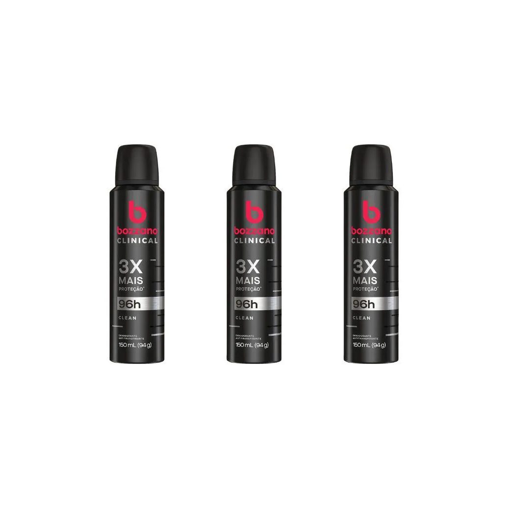 Desodorante Aerossol Bozzano 150 Ml Clinical Clean - Kit C / 3un