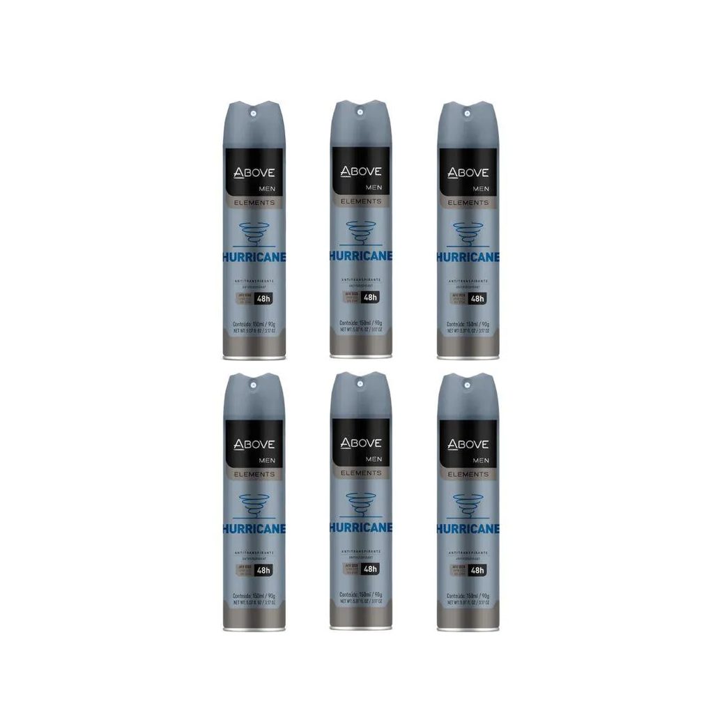 Desodorante Aero Above 150ml Masc Anti Hurricane - Kit 6un