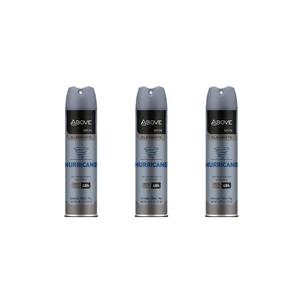 Desodorante Aero Above 150ml Masc Anti Hurricane - Kit 3un