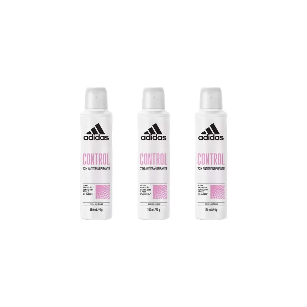 Desodorante Aero Adidas 150ml Fem Control - Kit C / 3un