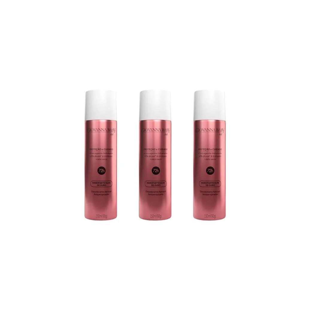 Desodorante Aero Giovanna Baby 150ml Rose - Kit C / 3un