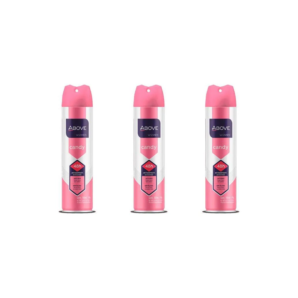 Desodorante Aerossol Above 150 Ml Feminino Candy - Kit C / 3un