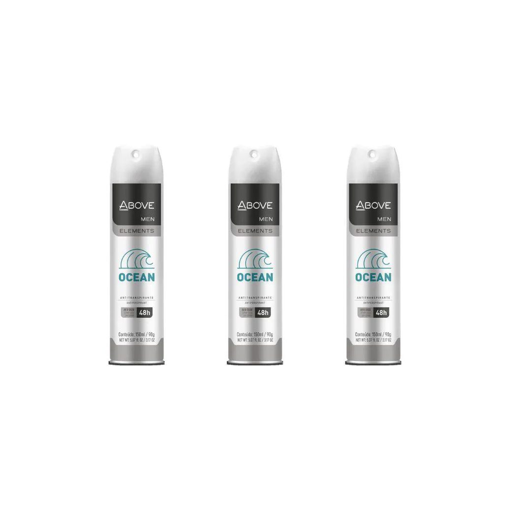 Desodorante Aerossol Above 150ml Masculino Anti Ocean - Kit3un