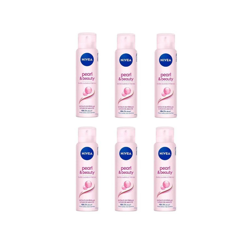 Desodorante Aero Nivea 150ml Fem Pearl Beauty - Kit C / 6un
