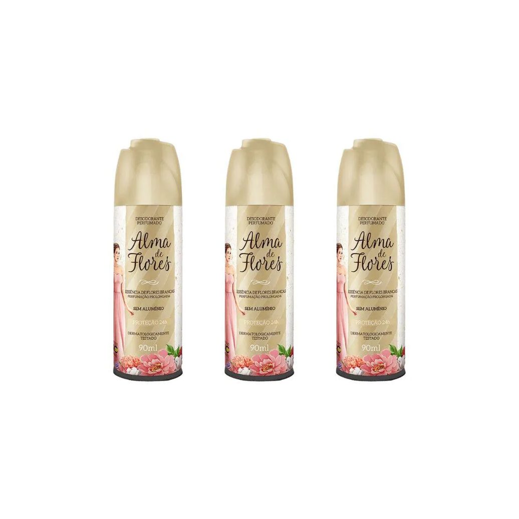 Desodorante Spray Alma de Flores 90 Ml Ess de Flores Brancas - Kit C / 3un