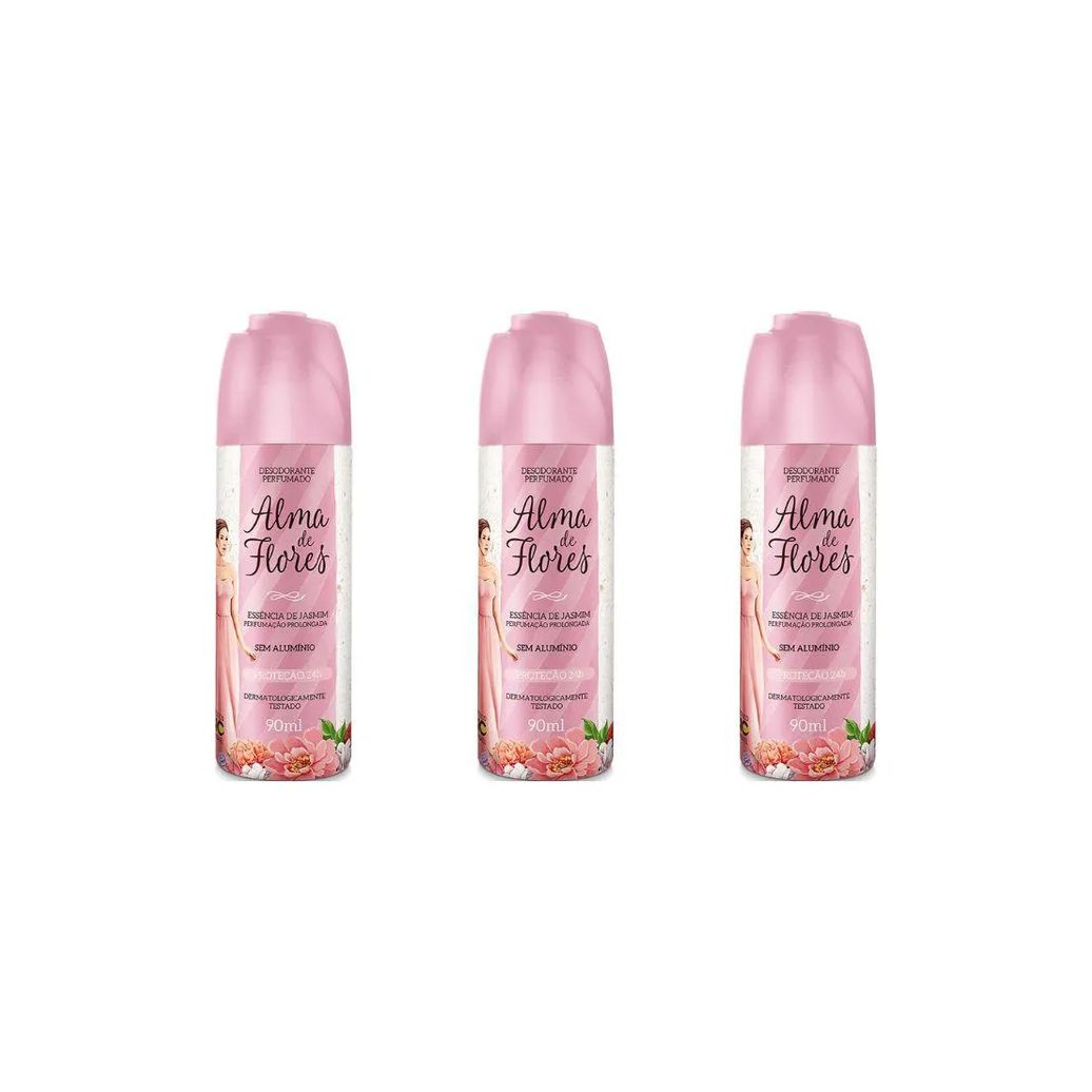 Desodorante Spray Alma de Flores 90 Ml Ess de Jas - Kit C / 3un