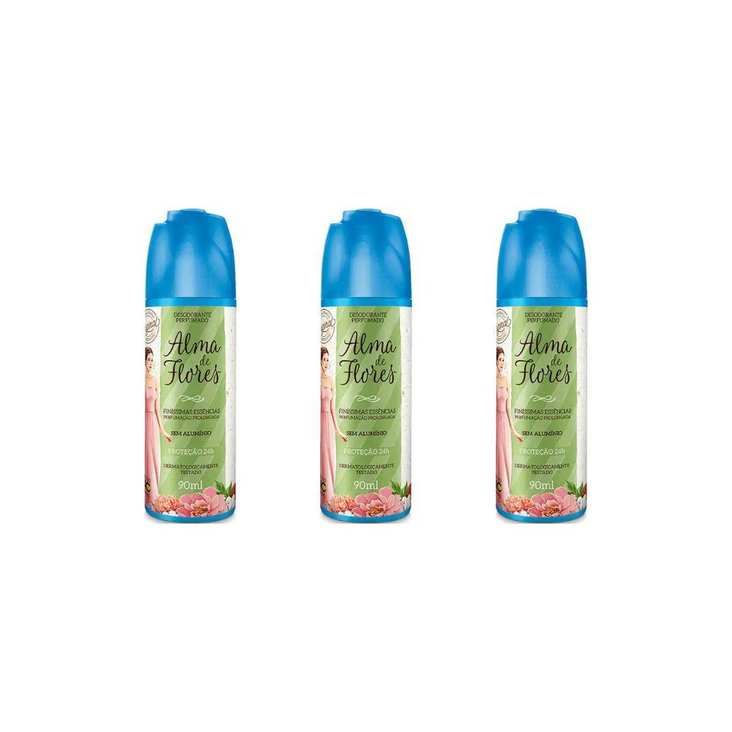 Desodorante Spray Alma de Flores 90 Ml Ess Finíss - Kit C / 3un