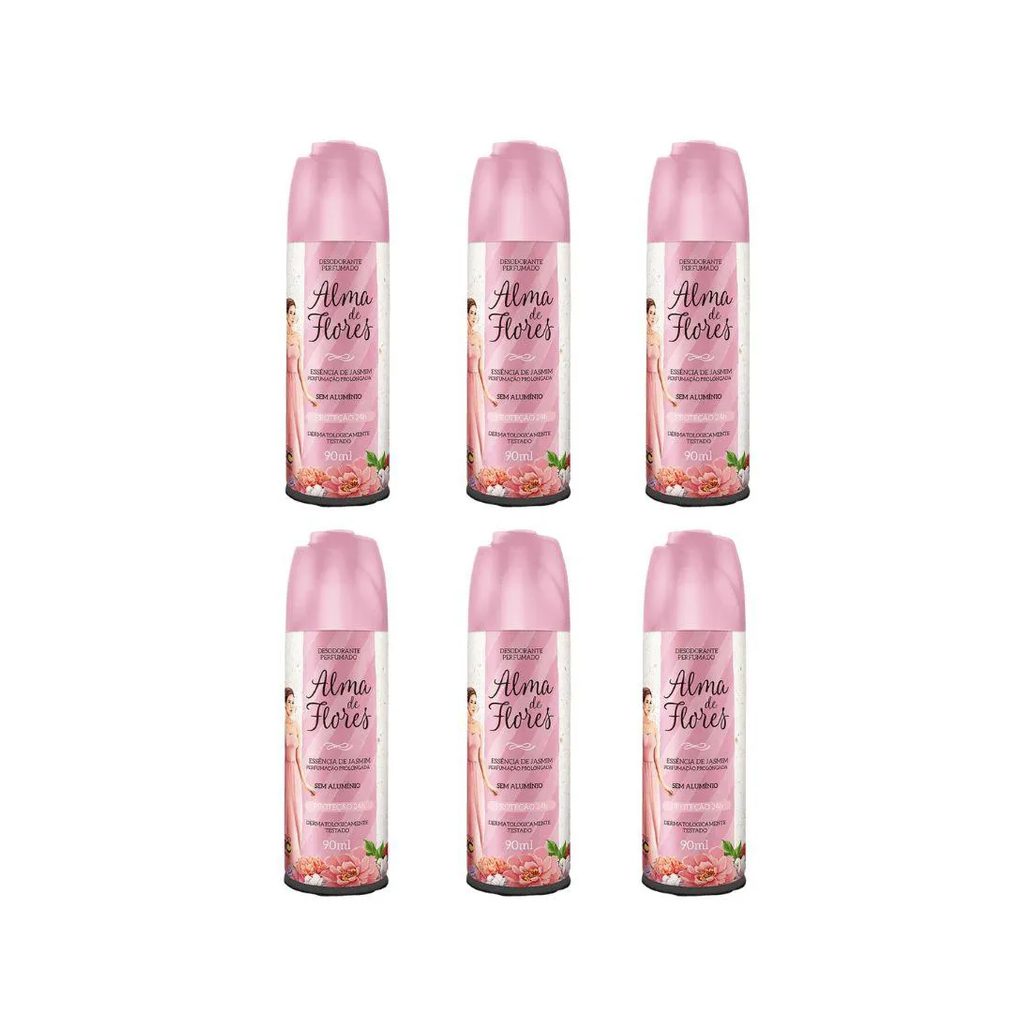Desodorante Spray Alma de Flores Essência de Jasmin 90ml - Kit C / 6un
