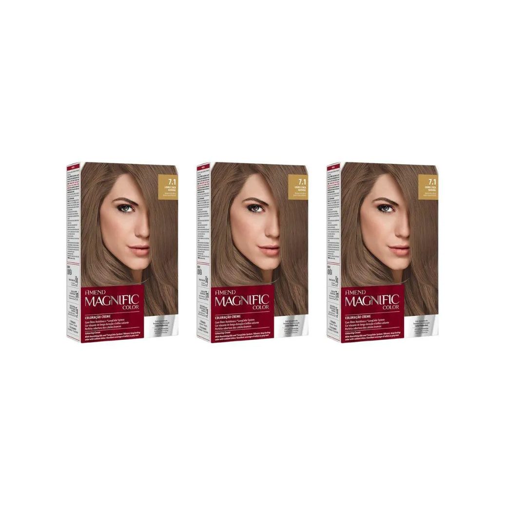 Coloraçao Amend Magnific Cr Perm 7.1 Louro Natural - Kit C / 3un
