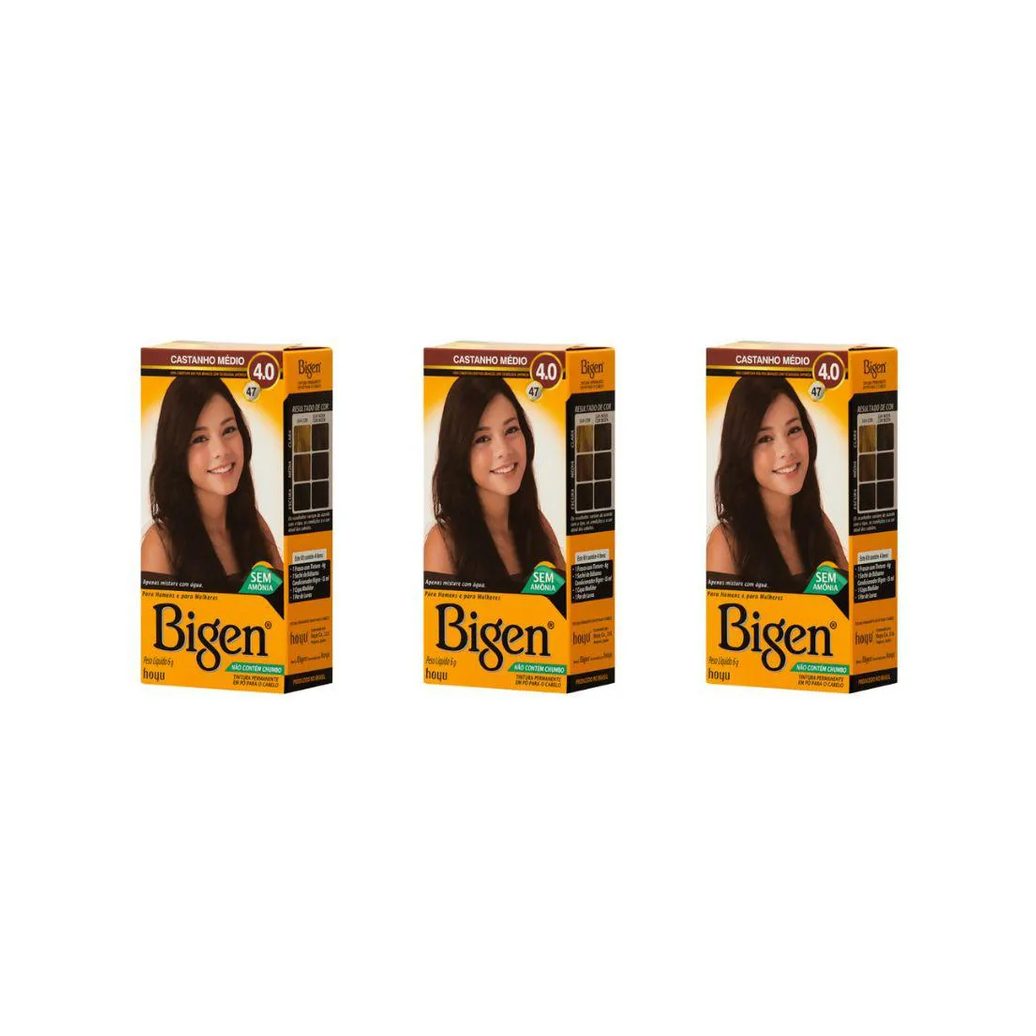 Coloraçao Bigen 47 Castanho Medio - Kit com 3un