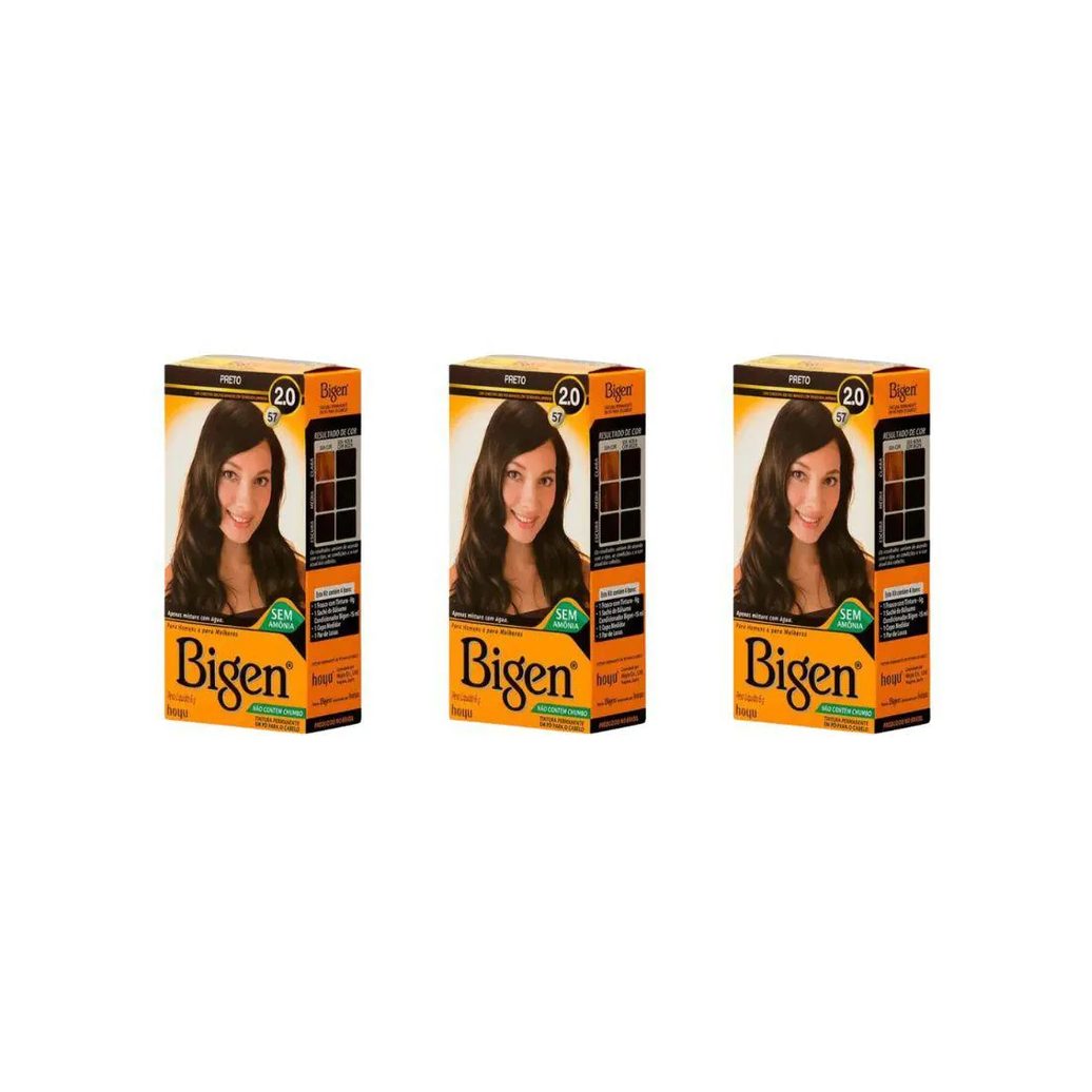 Coloraçao Bigen 57 Preto - Kit com 3un