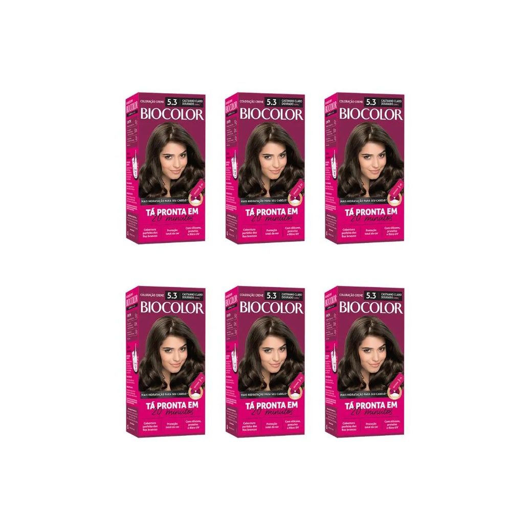Coloraçao Biocolor Creme 5.3 Castanho Cl Dourado - Kit C / 6un