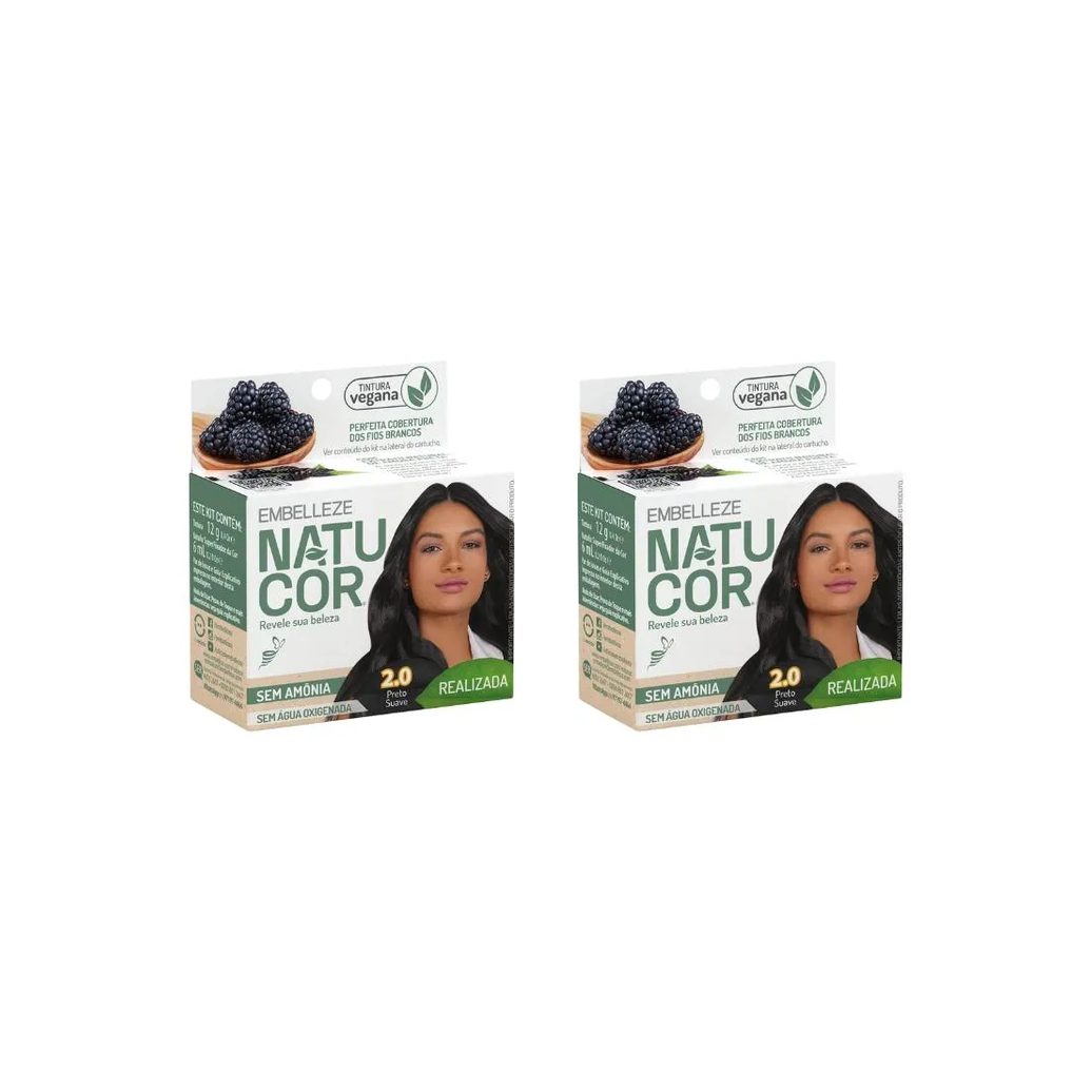 Coloraçao Natucor 2.0 Preto Suave - Kit C / 2un