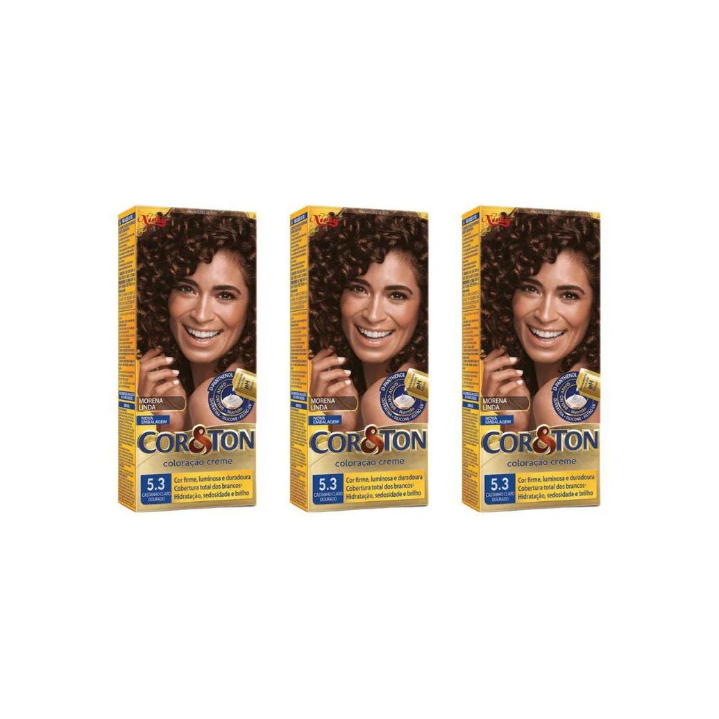 Coloraçao Cor&ton 5.3 Cast Claro Dourado 50g - Kit C / 3