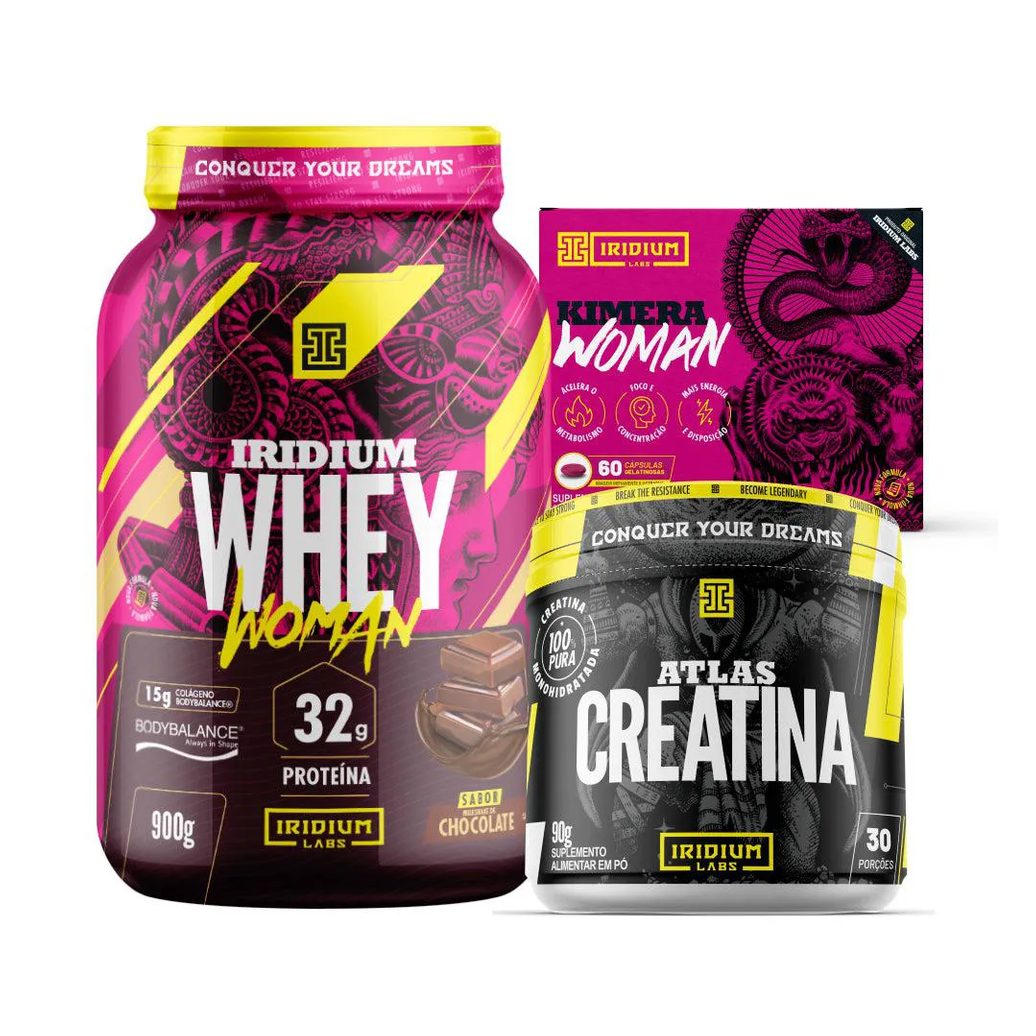 Kit Whey Protein Woman + Kimera Woman + Atlas Creatina 90g - Iridium Labs