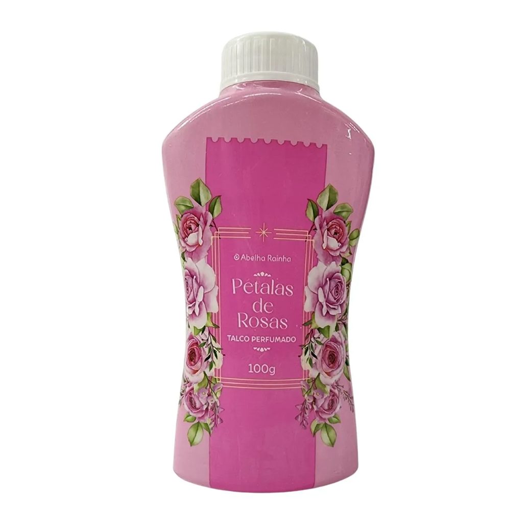 Talco Perfumado Multiuso Pétalas de Rosas Abelha Rainha 100g