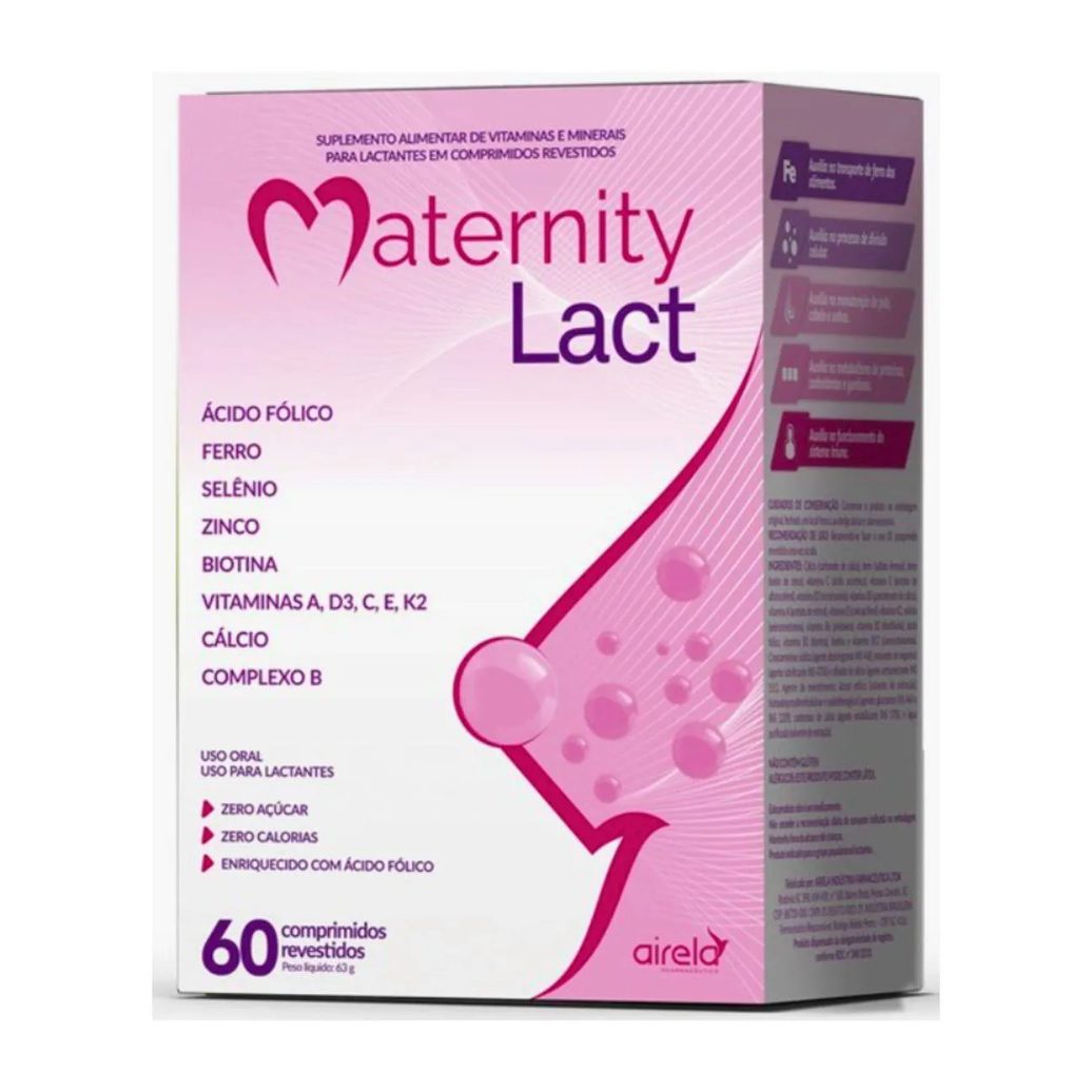 Maternity Lact 60cpr Vitamina A,d3,c,e, K2, Zinco, Biotina para Gravidas e Lactantes
