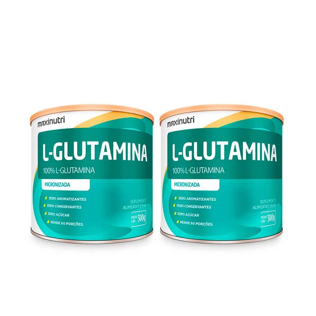Kit 2 Aminoácido L-glutamina 300g 100% Pura Maxinutri