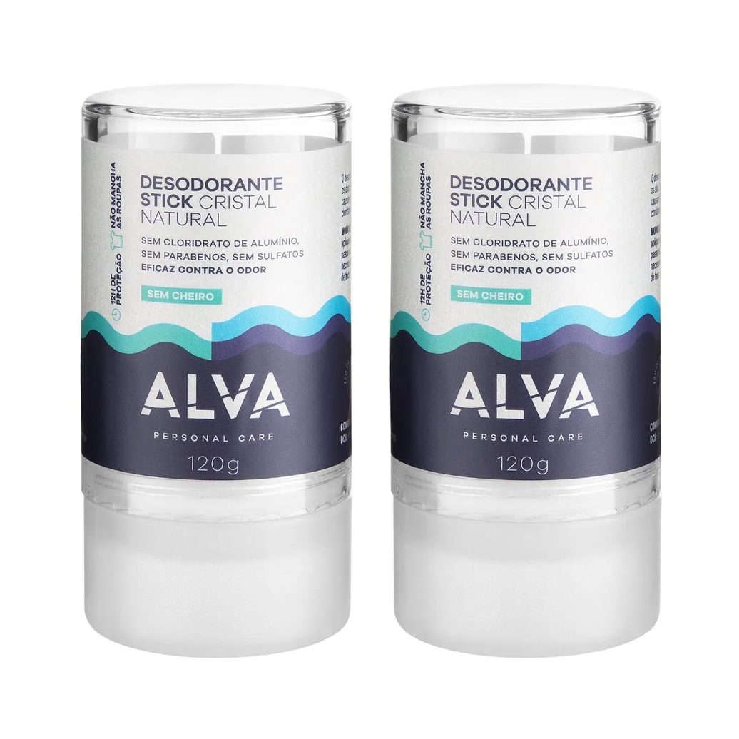 Desodorante Natural Pedra Cristal Alva Alemanha Kit (2 Unid) sem Perfume