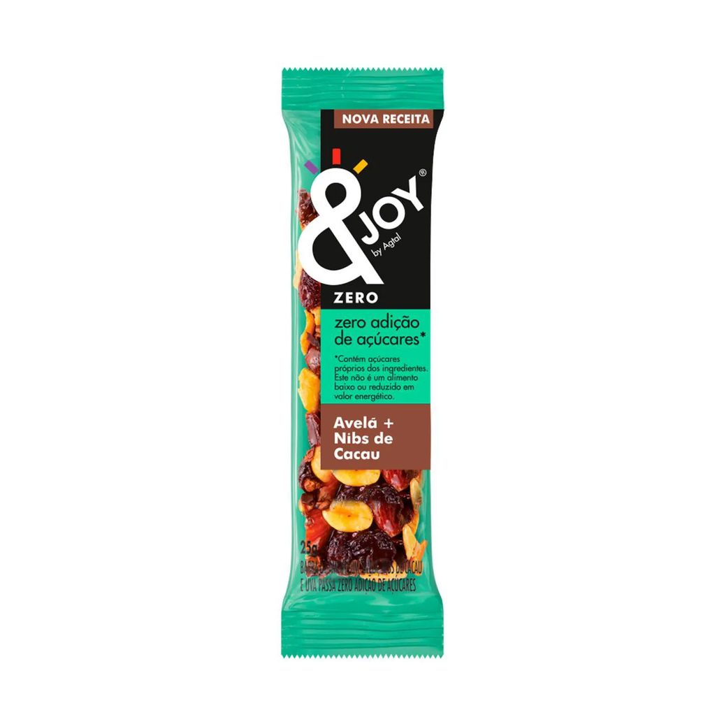 Barra de Nuts &Joy Nuts by Agtal Avelã + Nibs de Cacau Zero Açúcar 25g