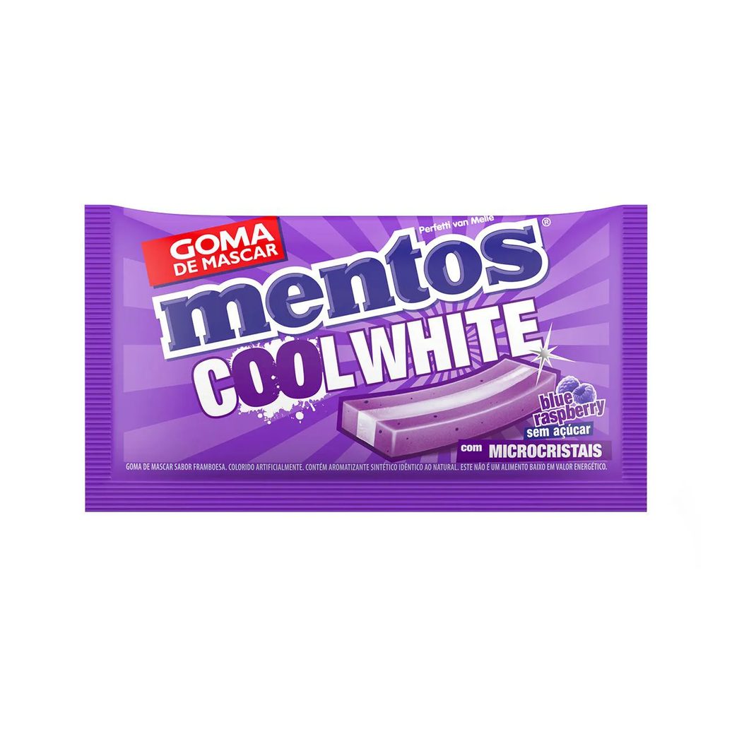 Goma de Mascar Mentos Cool White Blue Raspberry Sem Açúcar 5 unidades