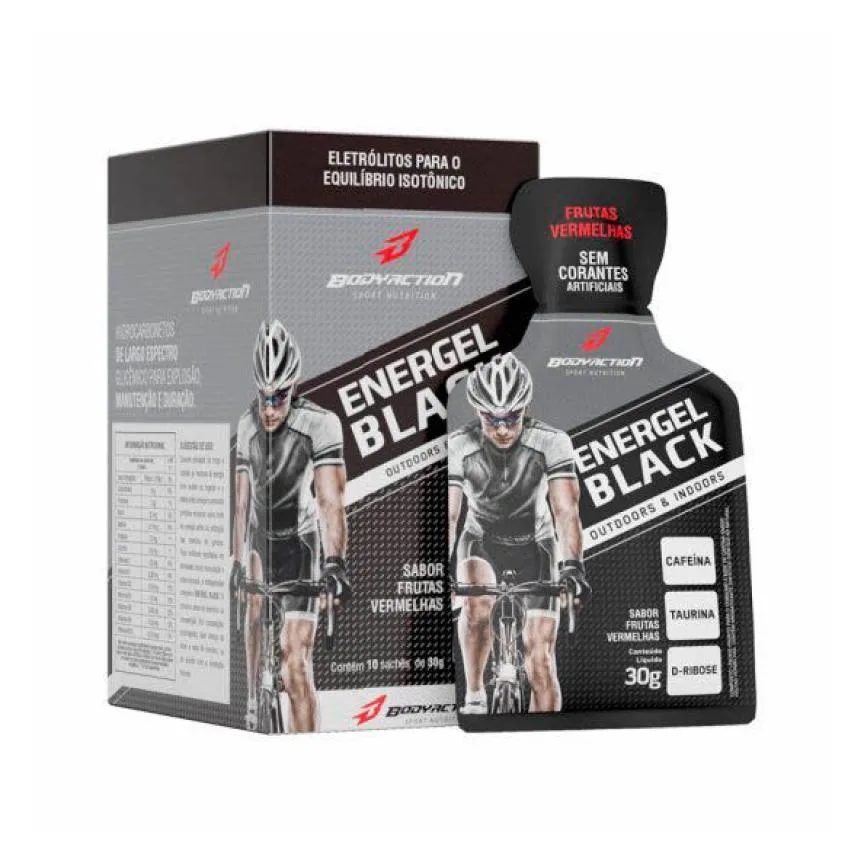 ENERGEL BLACK CAIXA COM 10 SACHêS (300G) - SABOR: FRUTAS VERMELHAS