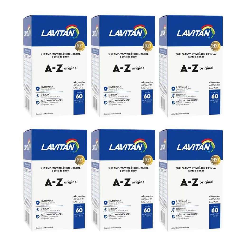 Kit 6 Suplemento Lavitan a - Z Homem 60 cápsulas - Cimed