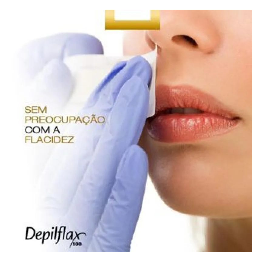 Folhas Prontas Depilatórias Buço e Face Naturais de Mel Depilflax 24 Folhas Duplas Depilação Profissional Pronta para Uso