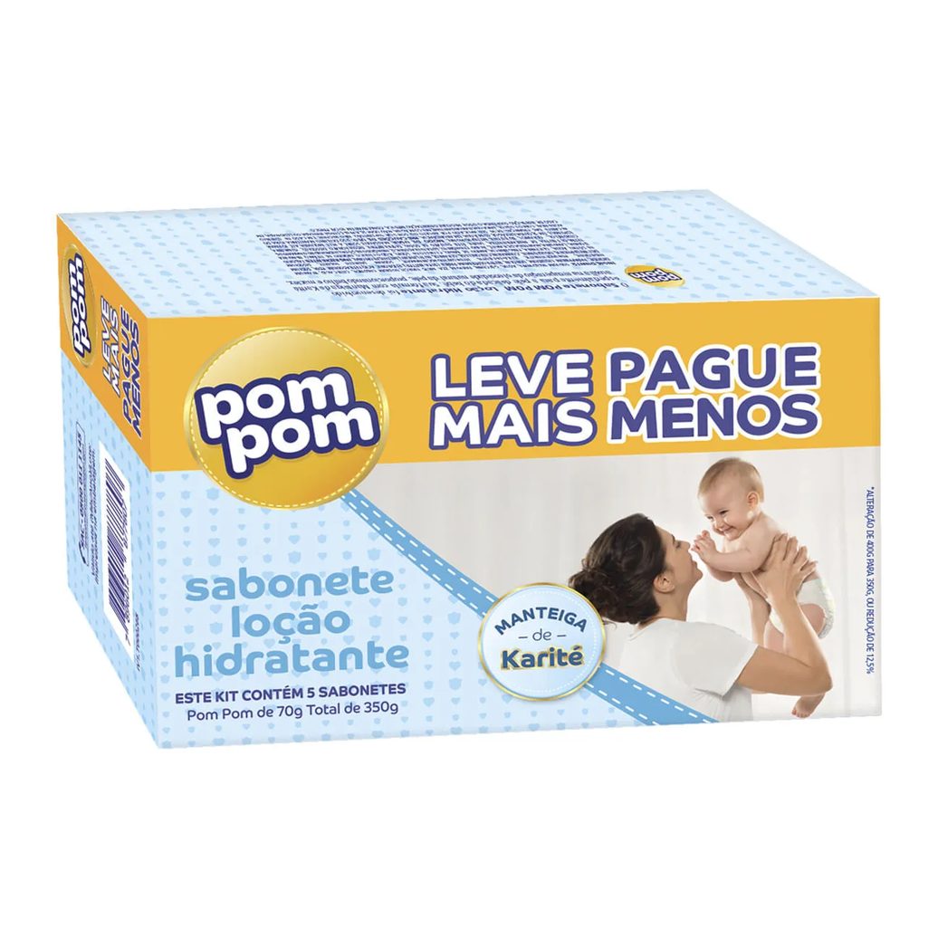 Sabonete Em Barra Pom Pom Manteiga De Karité 5 Unidades De 70g Cada